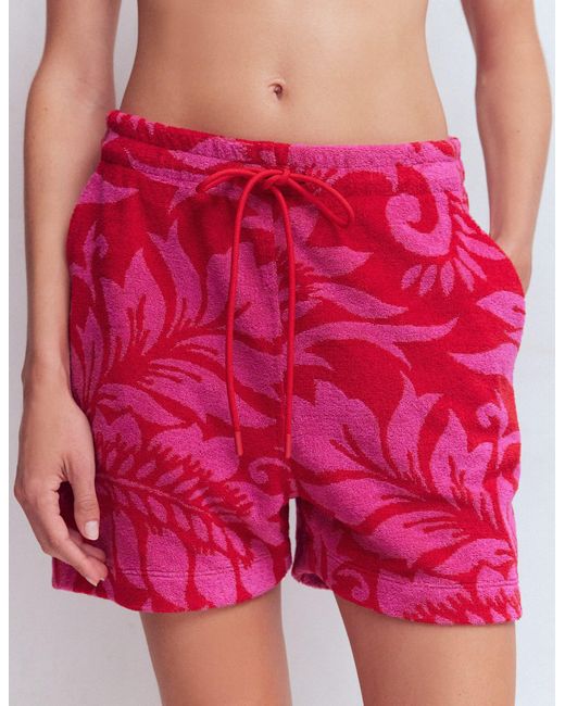 Boden Red Islington Towelling Shorts