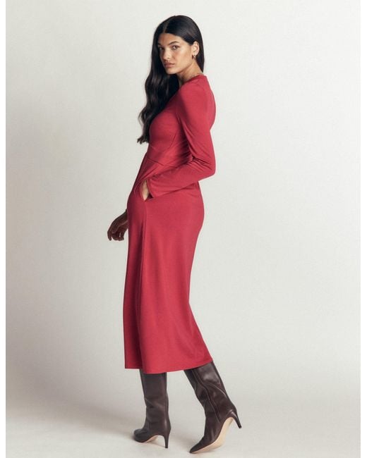 Boden Red Hope Zip Detail Jersey Dress