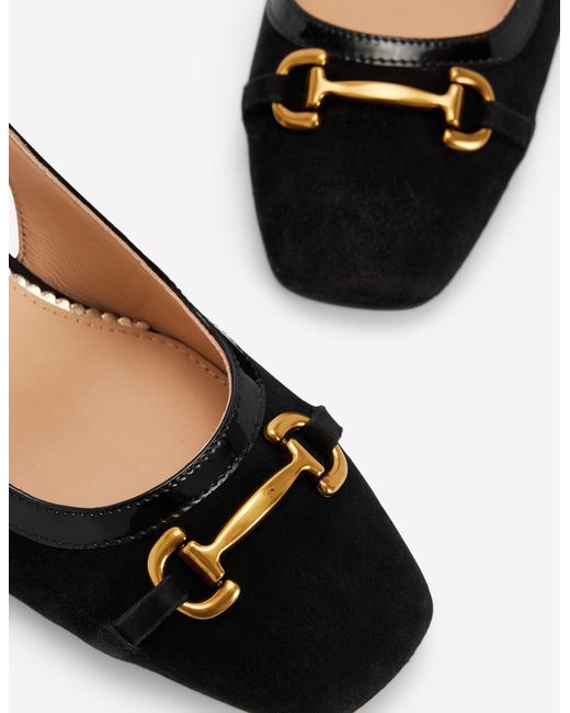 Boden Black Iris Snaffle Slingback Heels