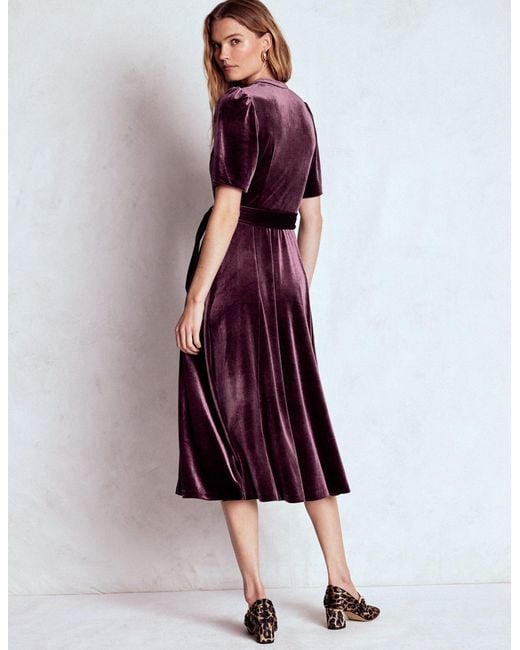 Boden Purple Kate Velvet Shirt Dress