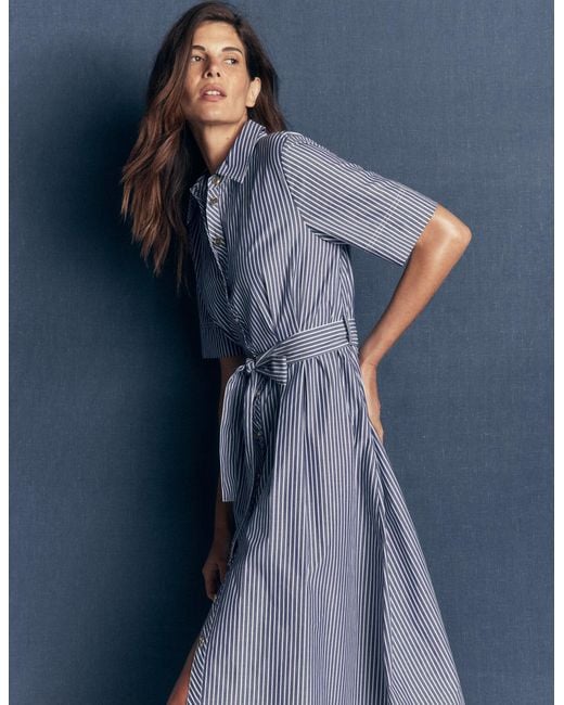 Boden Blue Sarah Cotton Midi Shirt Dress