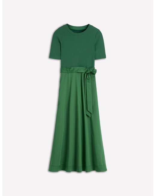 Boden Green Crew Neck Mix Media Dress