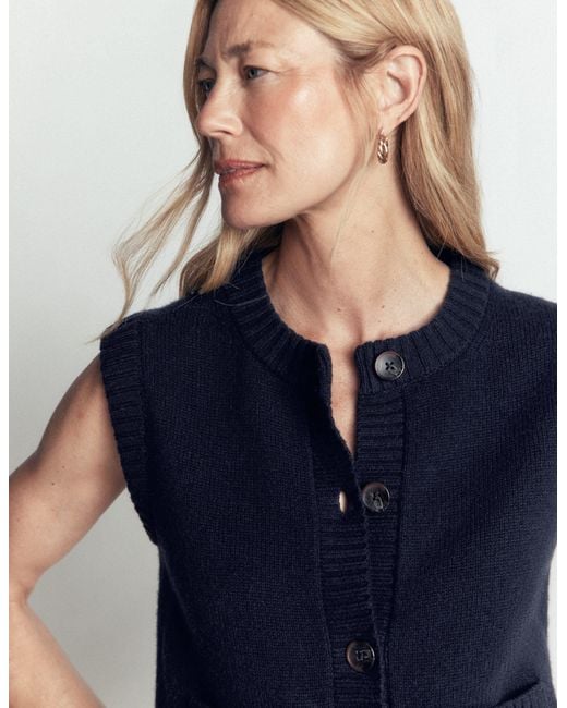 Boden Blue Marta Merino Wool Waistcoat