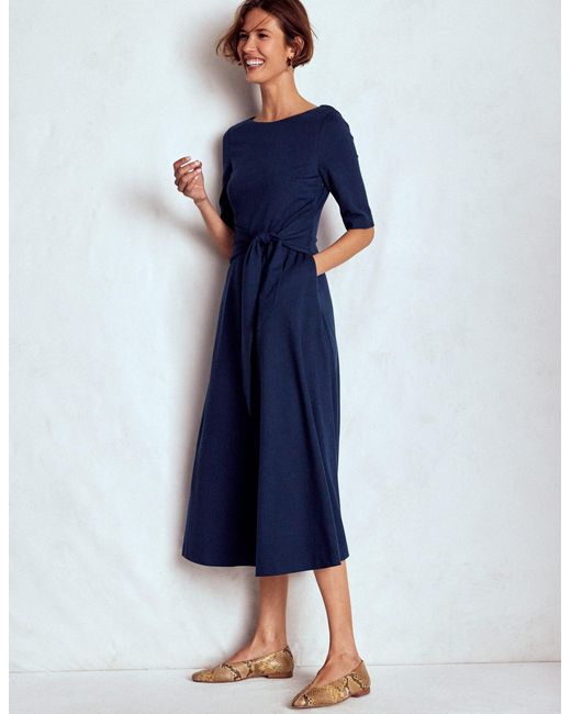 Boden Blue Mathilde Tie Waist Ponte Dress