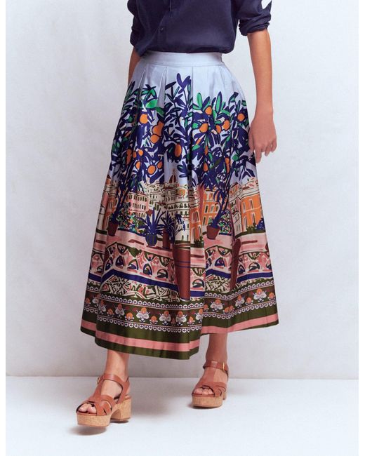 Boden Blue Verity Sateen Skirt