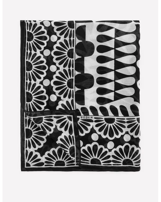 Boden Black Printed Sarong Scarf
