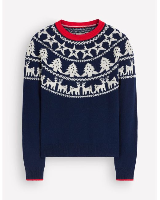 Boden Blue Edie Fair Isle Sweater