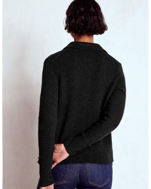 Boden Black Collared Tie Front Cardigan