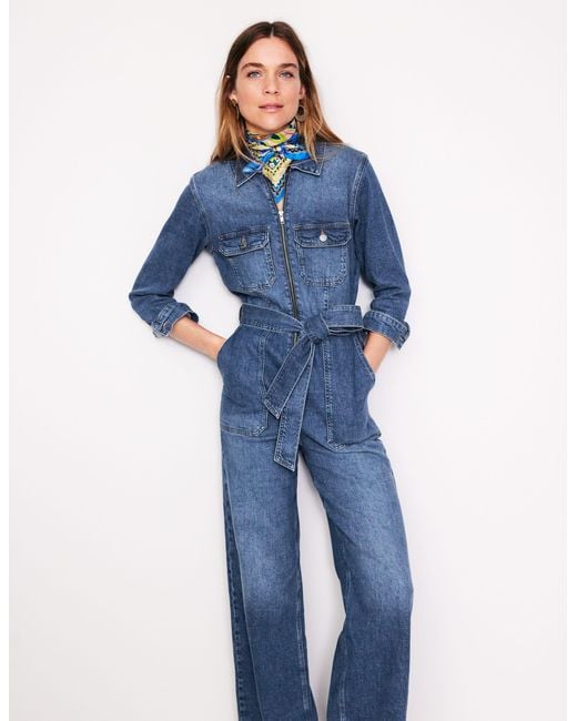 Boden Blue Denim Utility Jumpsuit