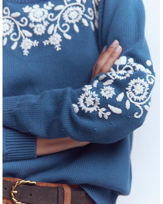 Boden Blue Davina Puff Sleeve Jumper