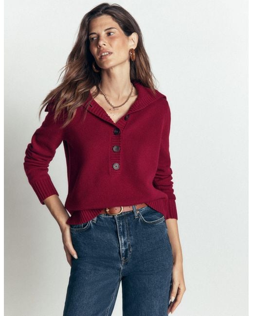 Boden Red Marta Merino Wool Sailor Top