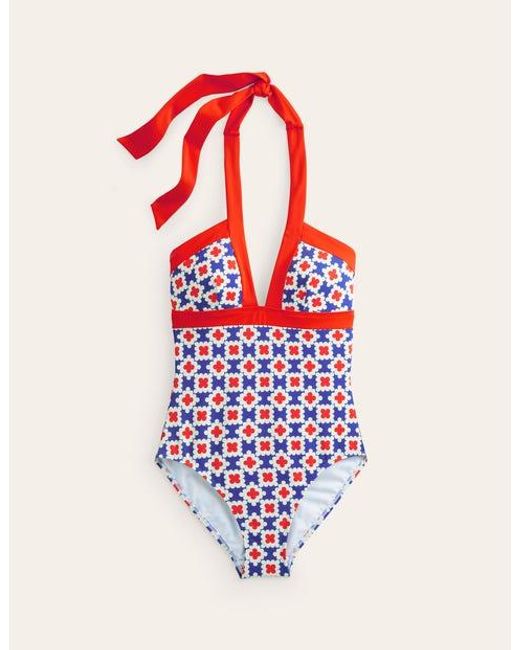 Boden Red Ithaca Halter Swimsuit Surf The Web, Abstract Tile