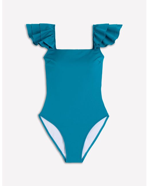 Boden Blue Mega Ruffle Swimsuit