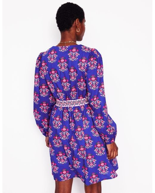 Boden Mya Cotton Short Dress-Bright, Wildflower Stamp in Purple | Lyst UK