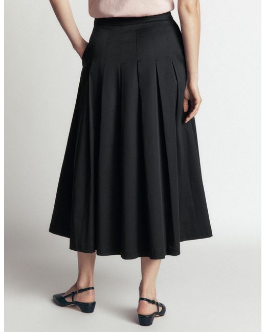 Boden White Aya Cotton Sateen Midi Skirt