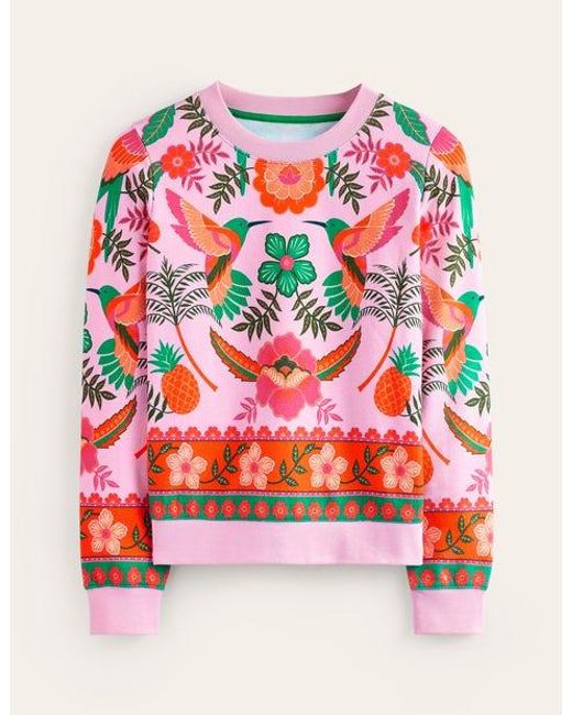 Boden Red Hannah Printed Sweatshirt Sweet Lilac, Tropic Parrot