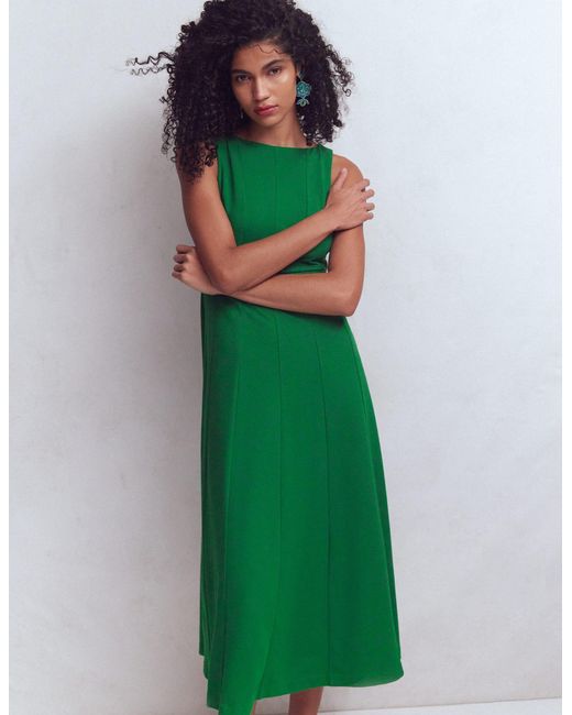 Boden Green Sleeveless Ponte Midi Dress