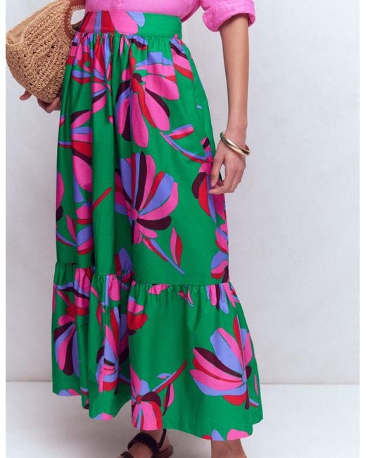 Boden Green Abigail Poplin Maxi Skirt