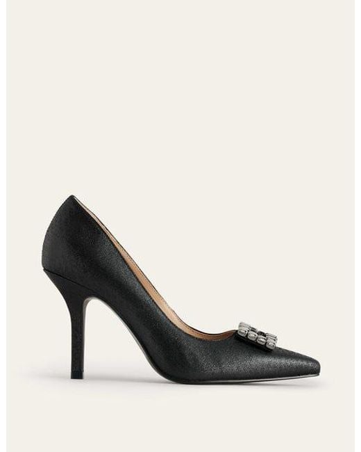 Boden Black Jewelled Heeled Court Shoes