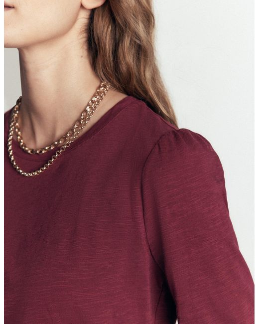 Boden Purple Cotton Crew Long Sleeve Top