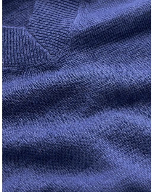 Boden Blue Agnes Linen V Neck T-Shirt