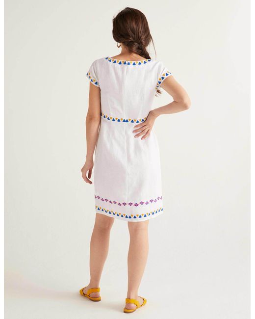 Boden Laura Linen Embroidered Dress in White Lyst