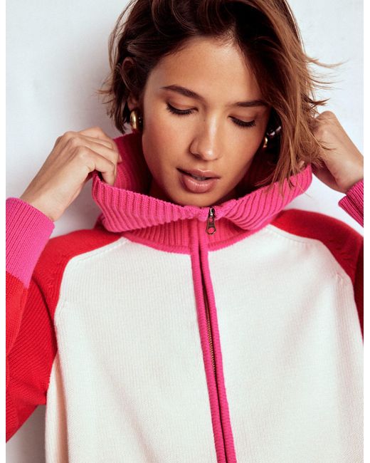 Boden Red Lucy Half Zip Sweater