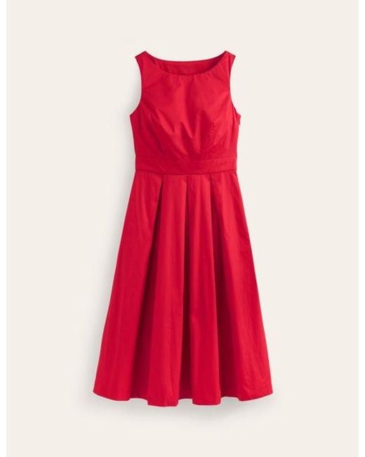 Boden Red Sleeveless Pleat Midi Dress