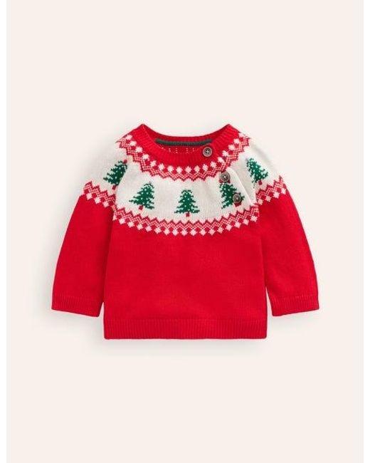 Boden Red Fair Isle Jumper Baby