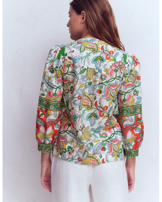 Boden Multicolor Alicia Linen Top-Multi, Botanical Trail