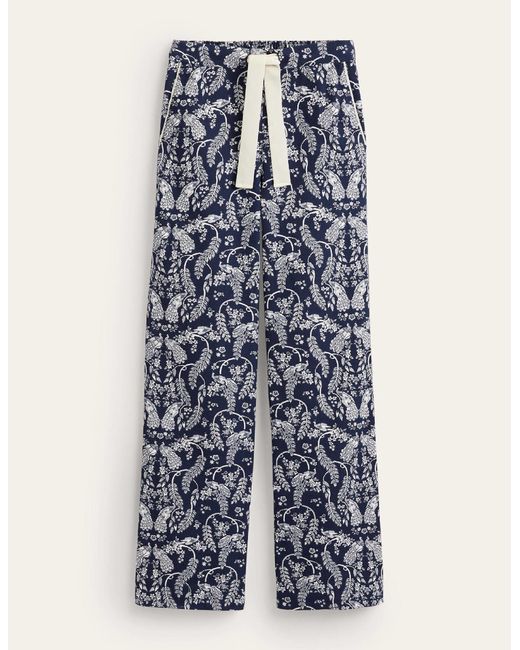 Bas de pyjama en coton brossé Boden en coloris Blue