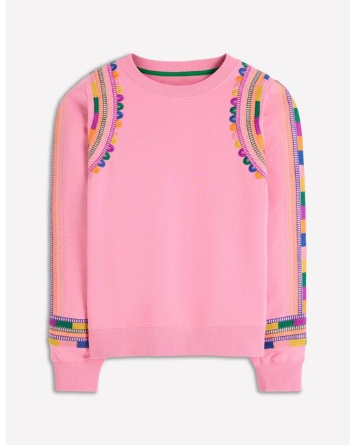 Boden Pink Hannah Embroidered Sweatshirt