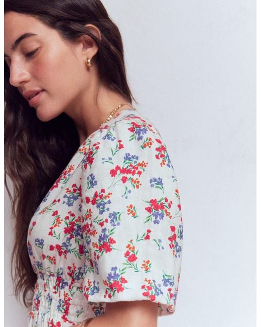 Boden White Irene Linen Midi Dress