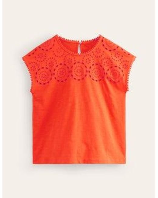 Boden Orange Sasha Broderie T-shirt