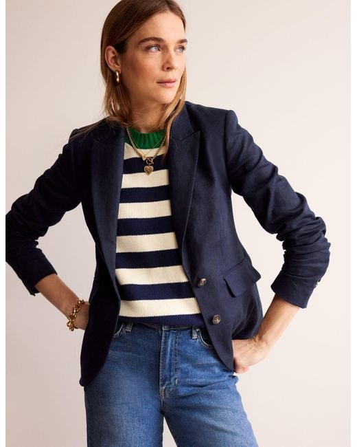Boden Blue Marylebone Linen Blazernavy