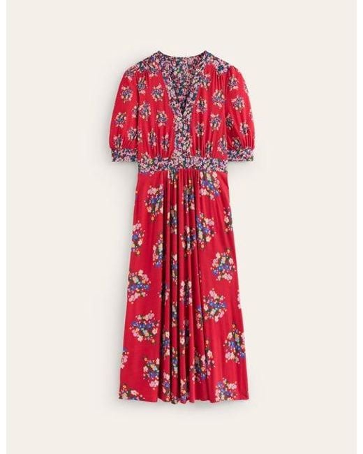 Boden Blue Lily Jersey Midi Tea Dress