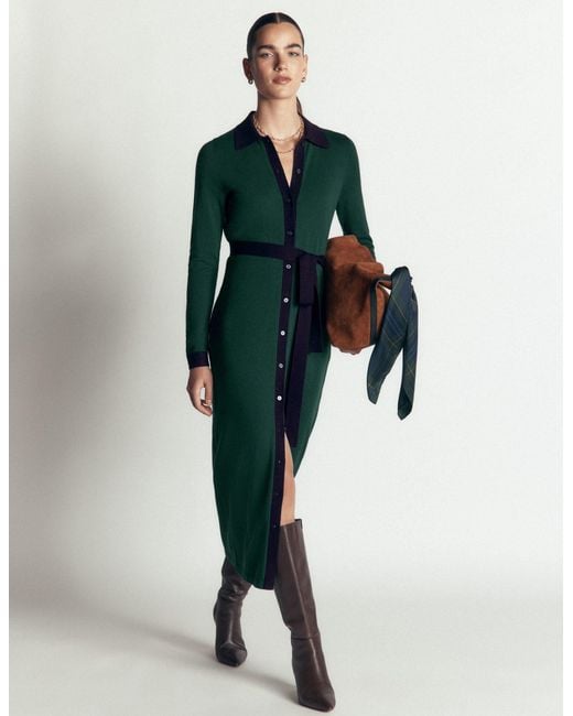 Boden Green Jessica Knitted Shirt Dress
