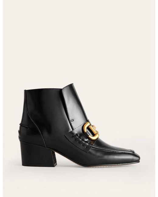 Boden Black Snaffle-trim Ankle Boots