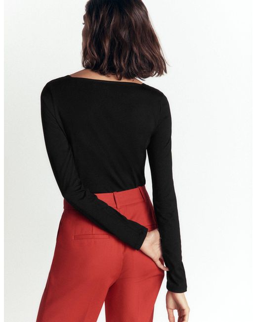 Boden Black Square Neck Long Sleeve