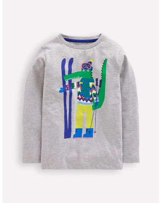 T-Shirt Fantaisie À Manches Longues-Crocos Skieurs Gris Chiné Boden pour homme en coloris Green