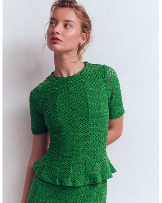 Boden Green Lace Peplum Top