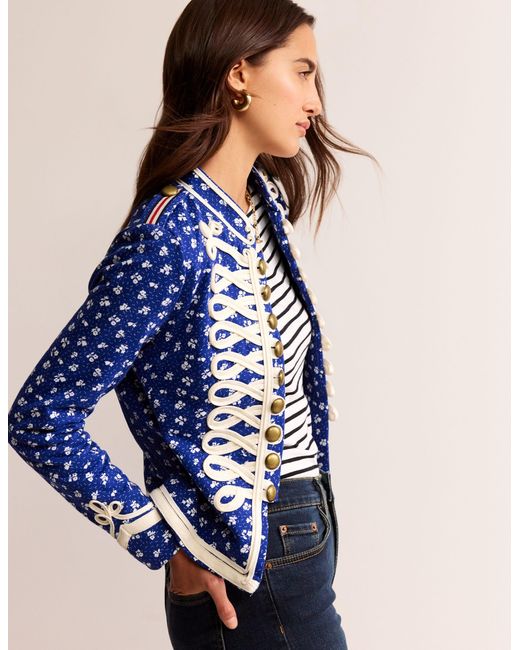 Boden Blue Jersey Military Jacket