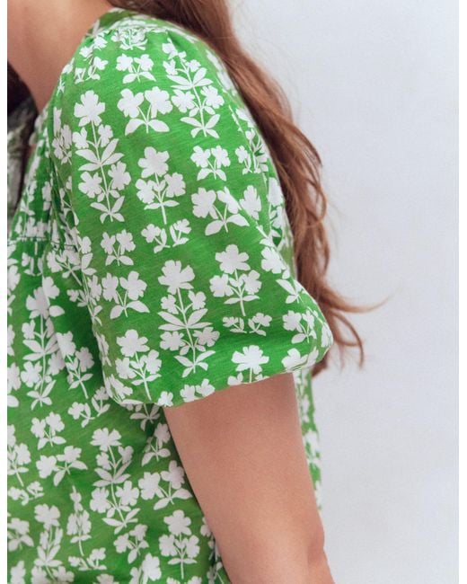 Boden Green Mya Short Sleeve Smocked Shirt