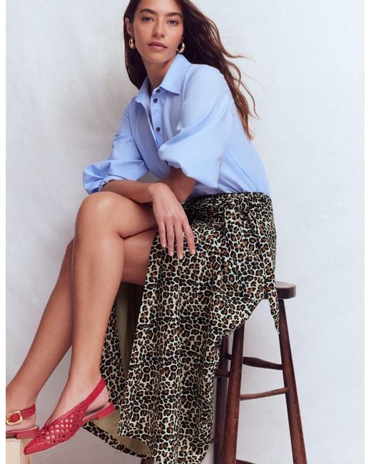Boden Blue Dimitra Linen Column Skirt
