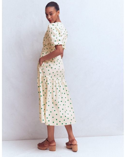 Boden Metallic Irene Puff Sleeve Cotton Dress