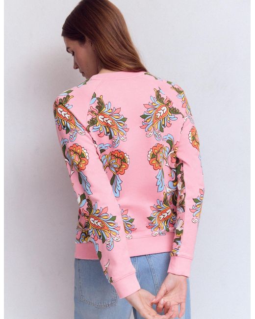 Boden Red Rosa Printed Sweatshirt