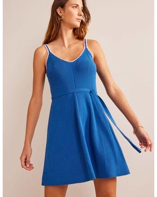Boden Blue Crochet-trim Knitted Dress