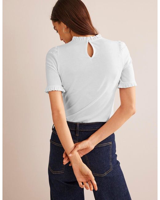 Boden White Supersoft Frill Detail T-Shirt