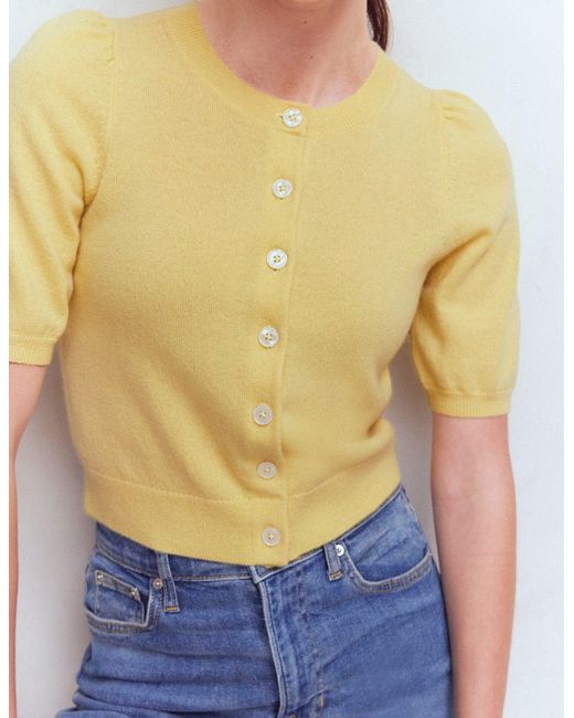 Boden Multicolor Cropped Cashmere Cardigan