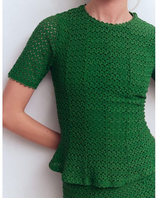 Boden Green Lace Peplum Top